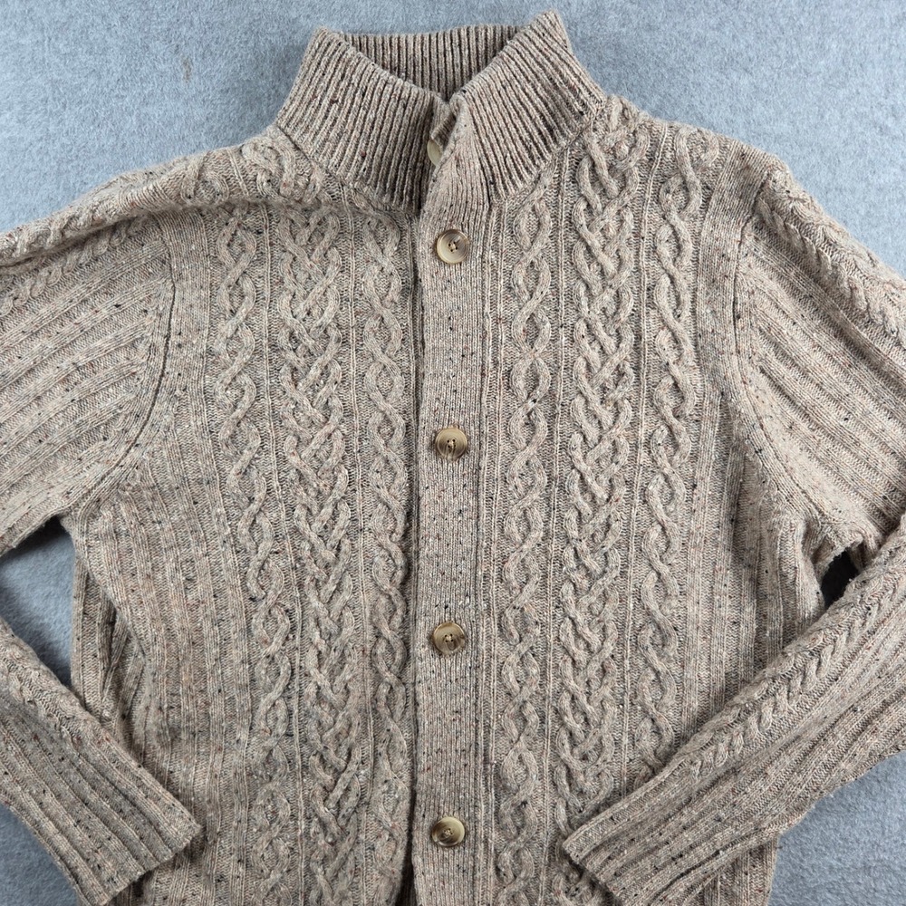 Bonobos Cardigan Sweater Mens Large Tan Cable Knit Wool Blend Donegal P104346